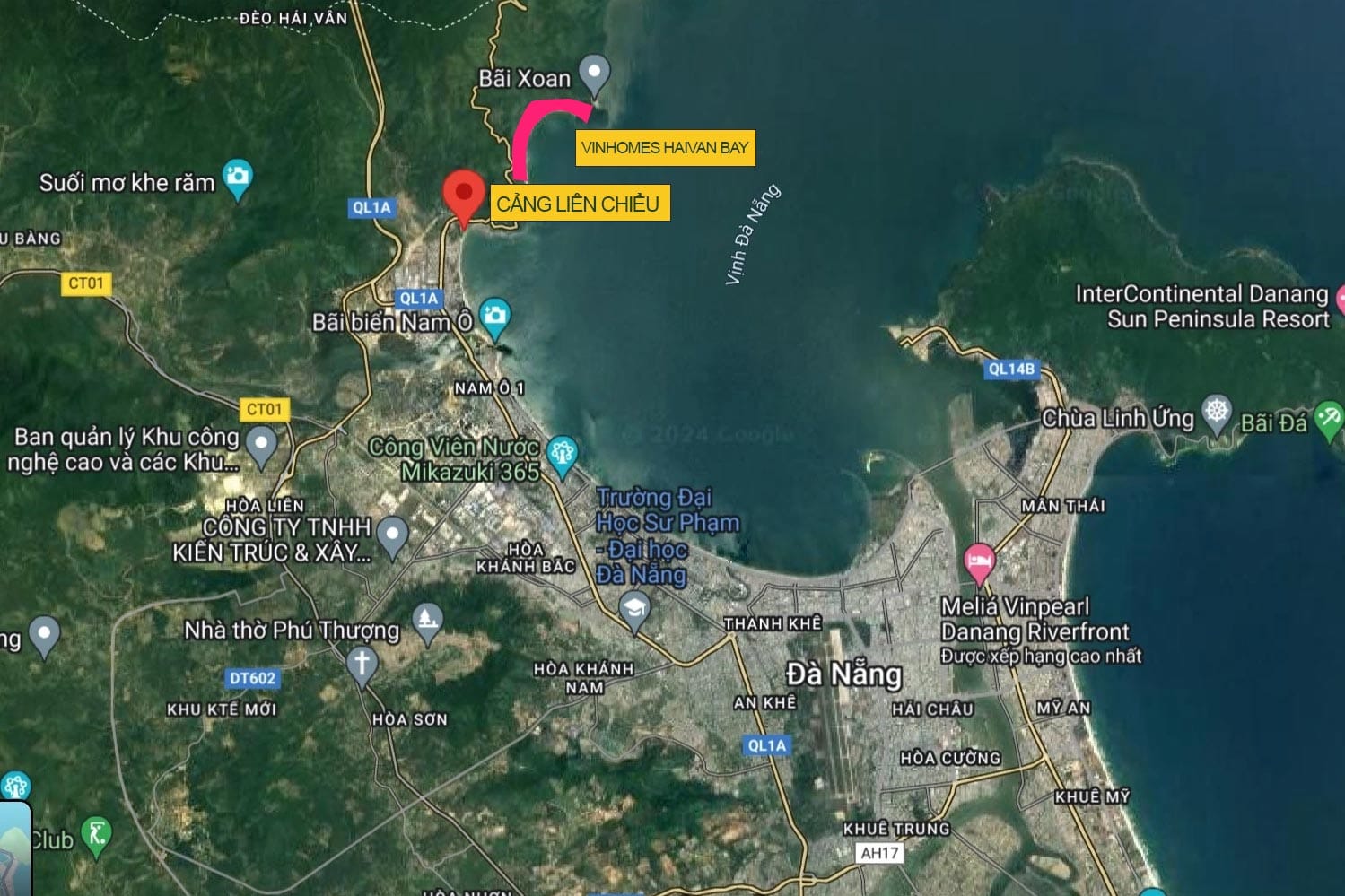 Vị trí Vinhomes Haivan Bay và cảng Liên Chiểu